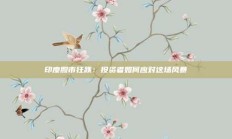 印度股市狂跌：投资者如何应对这场风暴