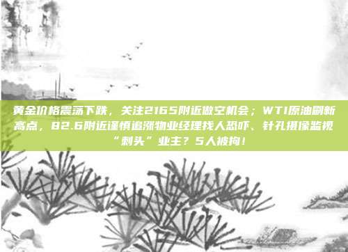 黄金价格震荡下跌,关注2165附近做空机会;WTI原油刷新高点,82.6附近谨慎追涨物业经理找人恐吓、针孔摄像监视“刺头”业主?5人被拘!