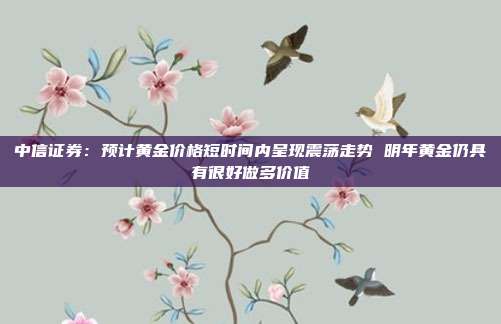 中信证券:预计黄金价格短时间内呈现震荡走势 明年黄金仍具有很好做多价值