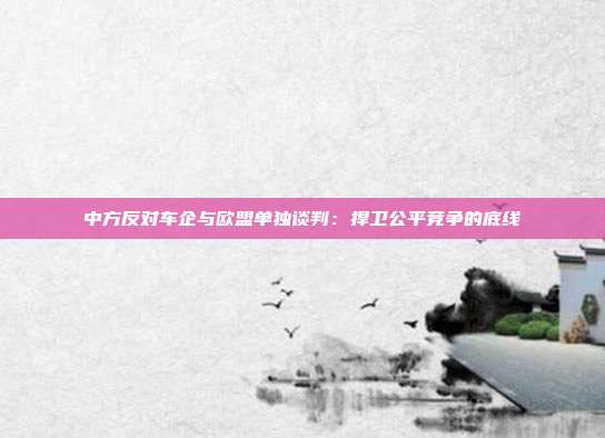 中方反对车企与欧盟单独谈判:捍卫公平竞争的底线
