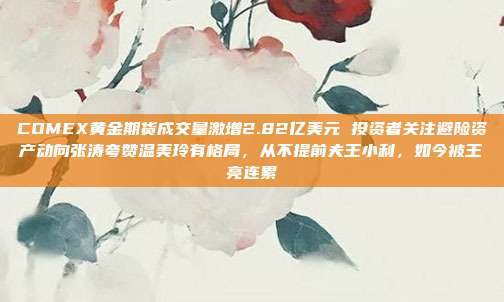 COMEX黄金期货成交量激增2.82亿美元 投资者关注避险资产动向张涛夸赞温美玲有格局,从不提前夫王小利,如今被王亮连累