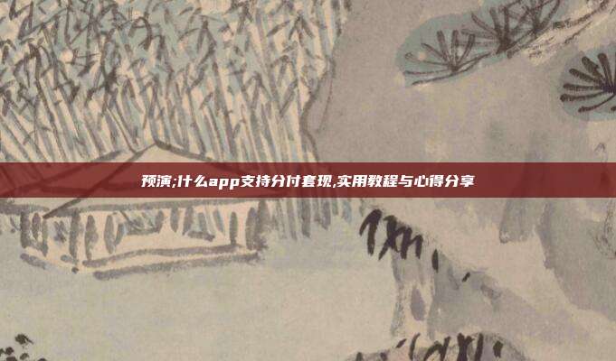 预演;什么app支持分付套现,实用教程与心得分享