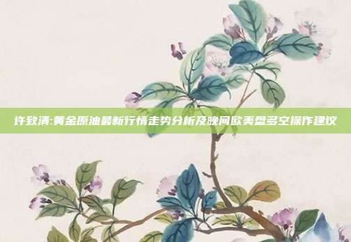 许致清:黄金原油最新行情走势分析及晚间欧美盘多空操作建议