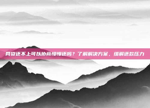 网贷还不上可以协商慢慢还吗?了解解决方案,缓解还款压力