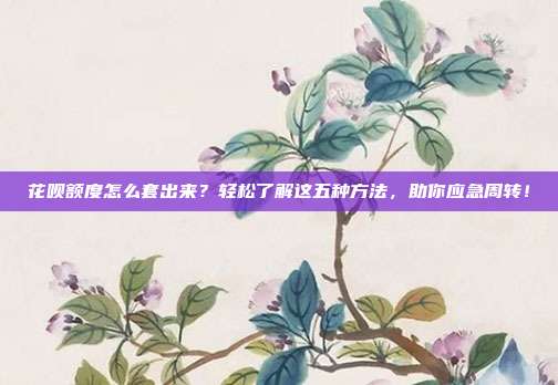 花呗额度怎么套出来?轻松了解这五种方法,助你应急周转!