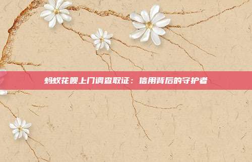 蚂蚁花呗上门调查取证:信用背后的守护者