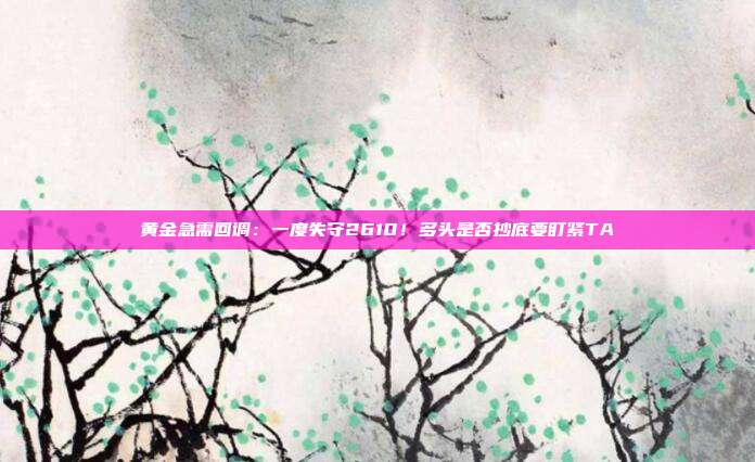 黄金急需回调:一度失守2610!多头是否抄底要盯紧TA