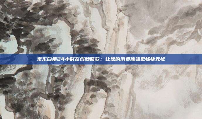 京东白条24小时在线秒回款:让您的消费体验更畅快无忧