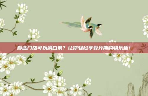 哪些门店可以刷白条?让你轻松享受分期购物乐趣!