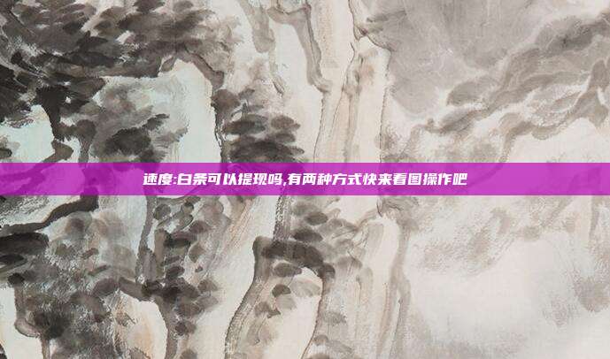 速度:白条可以提现吗,有两种方式快来看图操作吧