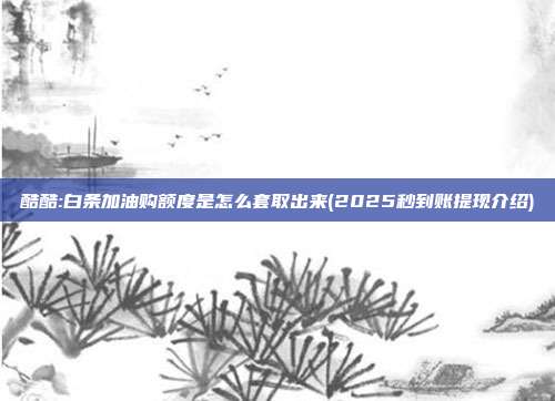 酷酷:白条加油购额度是怎么套取出来(2025秒到账提现介绍)