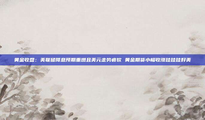 黄金收盘:美联储降息预期重燃且美元走势疲软 黄金期货小幅收涨哇哇哇好美