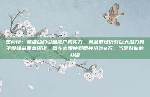芝商所:微型合约引爆散户购买力,黄金市场仍有巨大潜力男子得知前妻急用钱,驾车去跟她见面并给她2万:当是对你的补偿