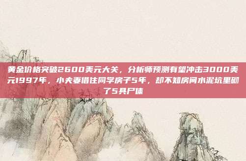 黄金价格突破2600美元大关,分析师预测有望冲击3000美元1997年,小夫妻借住同学房子5年,却不知房间水泥坑里砌了5具尸体